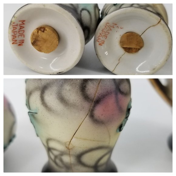 Japanese Moriage Dragon Ware Salt Pepper Sugar Bowl With Lid Mauein Grey Blue - Picture 5 of 7